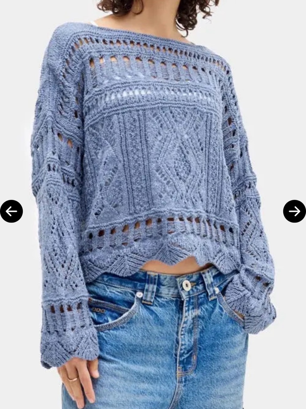 BDG Urban Outfitters Open Stitch Sweater- Blue